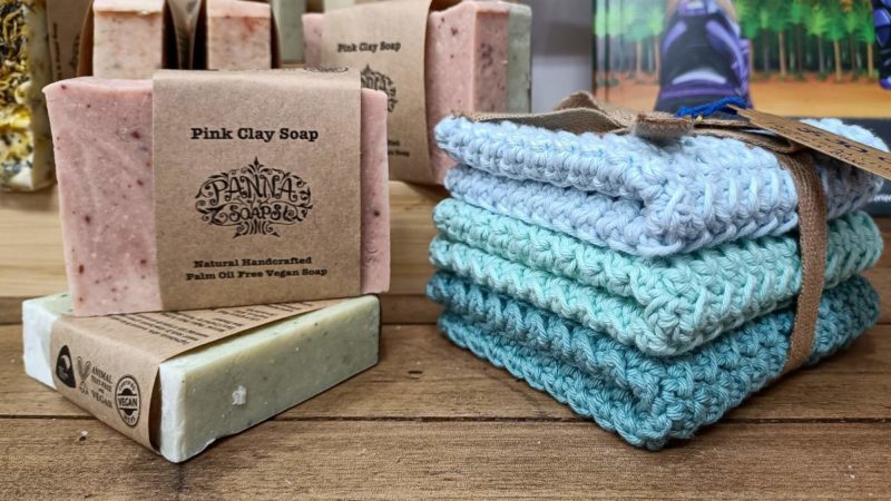 Face cloth crunchy gift set - blue & soap